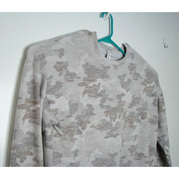 Athleta Womens Sz Med Gray Camo Pullover Sweatshirt Workout Athletic Modal Soft - Picture 3 of 9